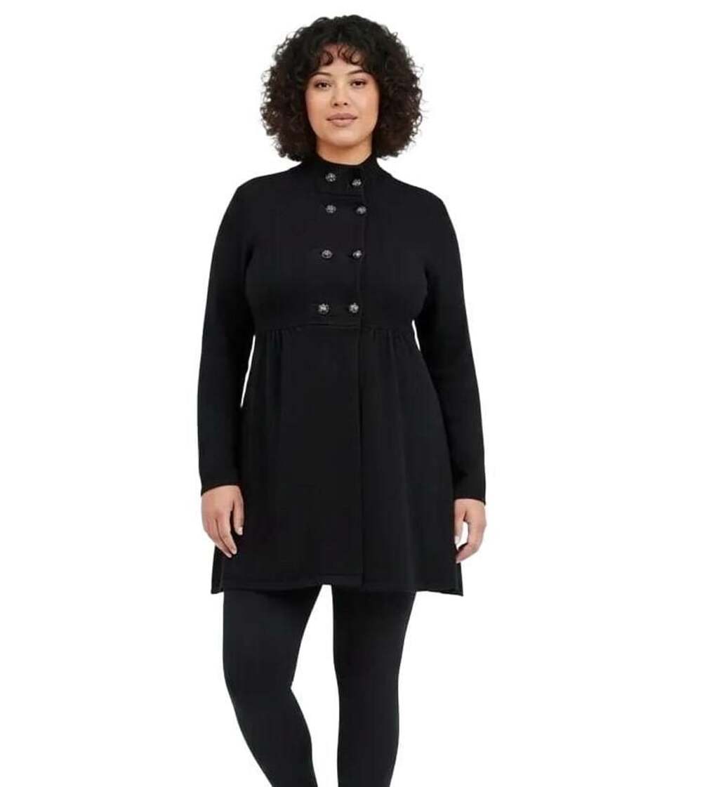 Style & Co Blk. Mock/Tunnel Neck Sweater Coat, 2X Military Style Dark Academia - Picture 2 of 11